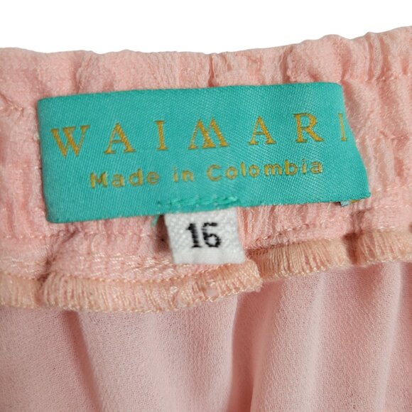 Waimari Size 16 Skirt Linda Midi Tiered Ruffle Tulle Confetti Lace Pull On Pink - Picture 3 of 6